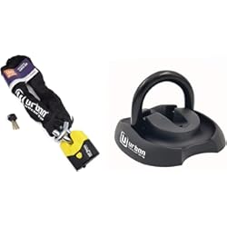 Anclaje Antirrobo Bicicleta Urban U8K100 Candado Cadena Antirrobo Alta Seguridad Homologado Classe Sra, Made In Eu, Ø15, 100 Cm, Amarillo + Ur55 Anclaje Suelo Moto Anilla Acero Basculante Ø14 Con Tacos Fijación Alta Seguridad