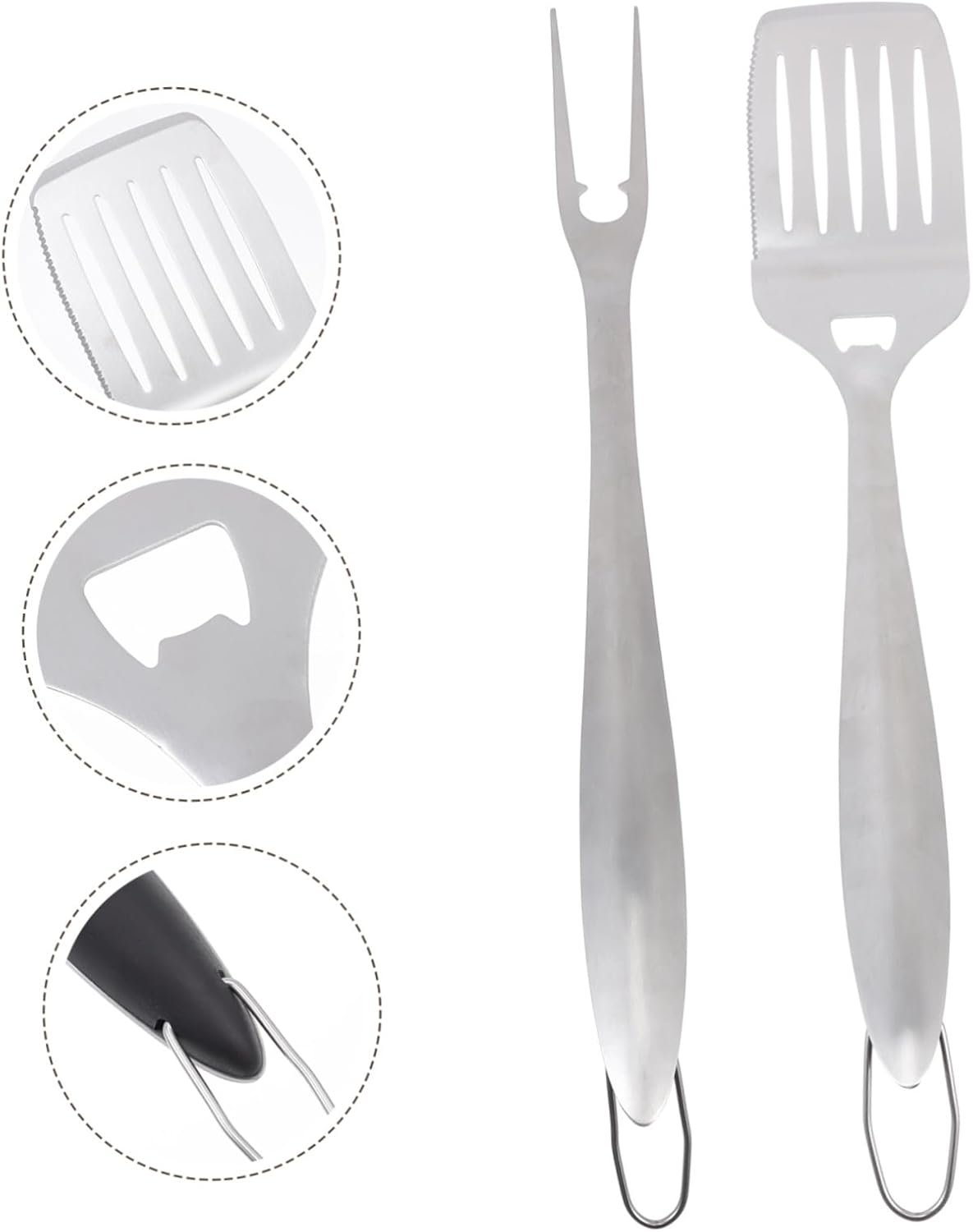 Lurrose 2Pcs Stainless Steel BBQ Tools Kit Heat-Resistant Outdoor Grilling Utensils for Camping and Barbecue Cooking Accessories
