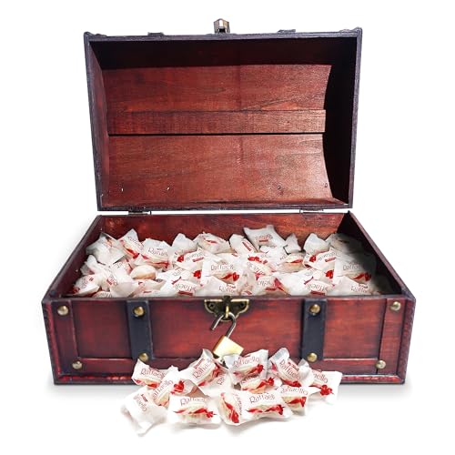 infinimo Coffre au Trésor pour Anniversaire D'enfant Rempli de 110 pièces Raffaello (environ 2,5 kg tous ensemble) – Boîte Cadeau Refermable avec...