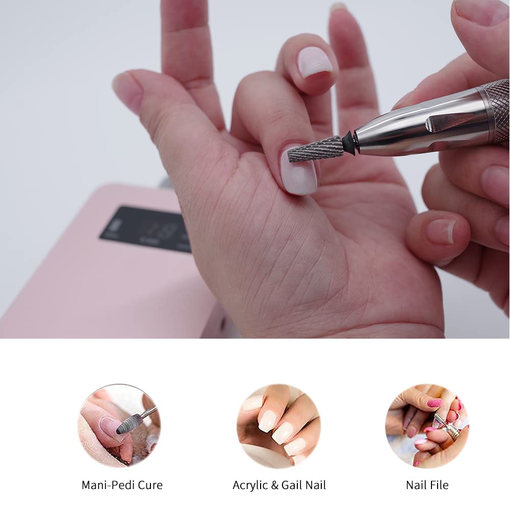 S2, brushless Nail Drill, Compact Portable Professional Rechargeable Cordless E File for Acrylic Nail and Gel, Manicure Pedicure Tool Set with Nail Drill Bits Set (Black)