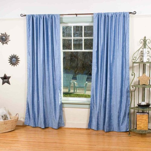 Indian Selections Light Blue Rod Pocket Velvet Curtain/Drape/Panel - 43W x 84L - Piece