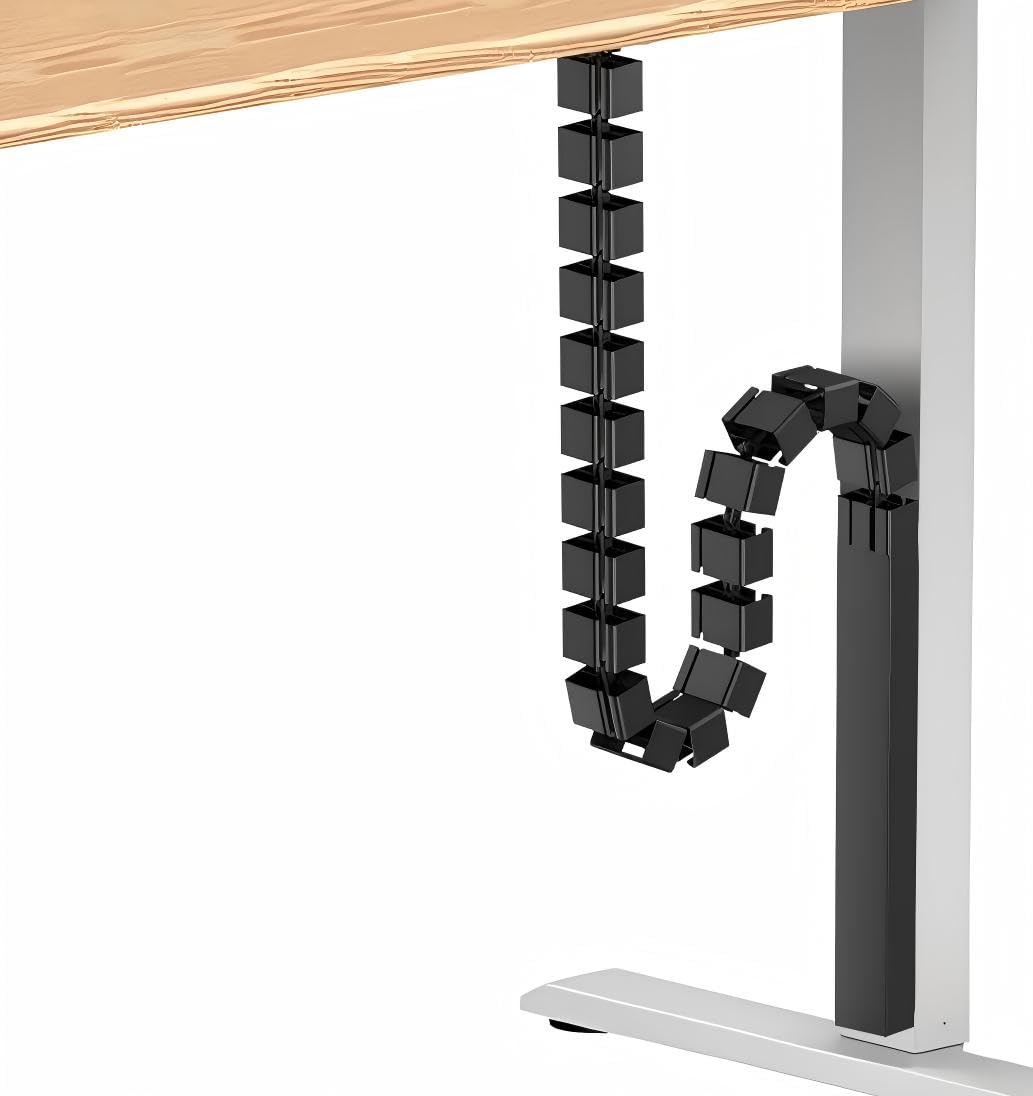 Kabelmanagement Magnetkanal, przewód do biurka, 132 cm elastyczny kanał kablowy, organizer kabli do pod biurkiem, do biurek o regulowanej wysokości i stałych biurek (czarny)