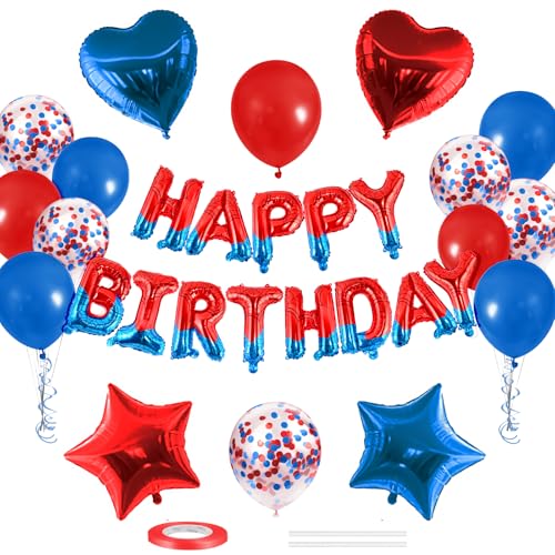 CANREVEL Happy Birthday Banner Decoration + 30pcs Star Balloons, Spider