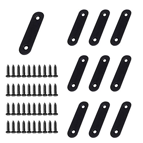 10 Pcs Fixation Droits Plats Plaques,Acier Inoxydable Heavy Duty Droites Pattes Dassemblage,Acier Inoxydable Équerres Plates Avec 20PCS vis pour Réparation Connexion Fixation Meubles(60x16x2mm) Cover