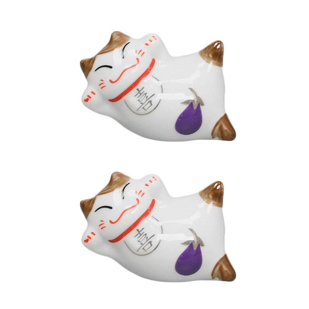 Repose-Baguettes, Support pour Baguettes de Restaurant, Motif Chat Porte-Bonheur Mignon, en céramique, de Style Japonais, pour fourchettes, cuillères, Couteaux et pinceaux (Lot de 6).