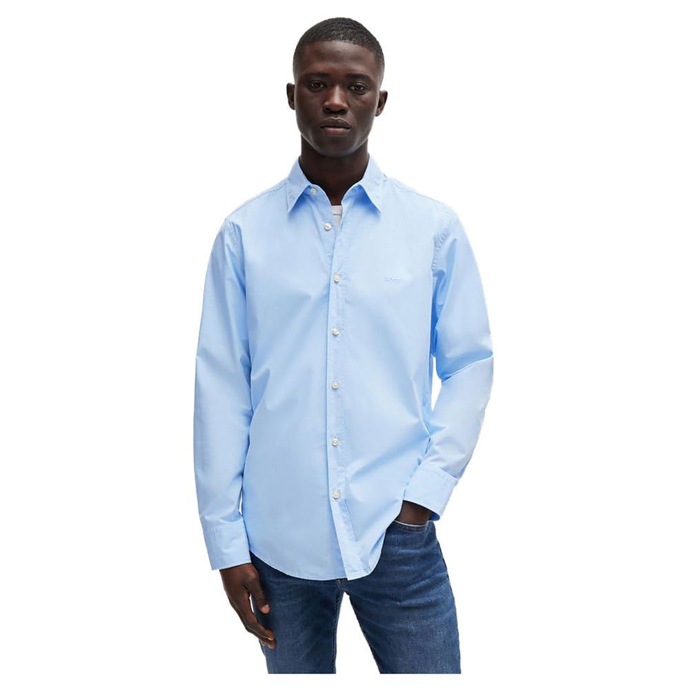 Hugo Men's Blue Formal Shirts, Xs, Relegant_6 Cotton Poplin Shirt