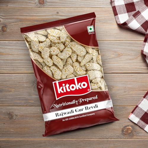 Image of Kitoko Rajwadi Revadi | Gud Revdi | Sweet and Crunchy Gud Ki Rewari | Til Revari | Indian Sweet Candy with Sesame and Jaggery 200g(Pack of 2)