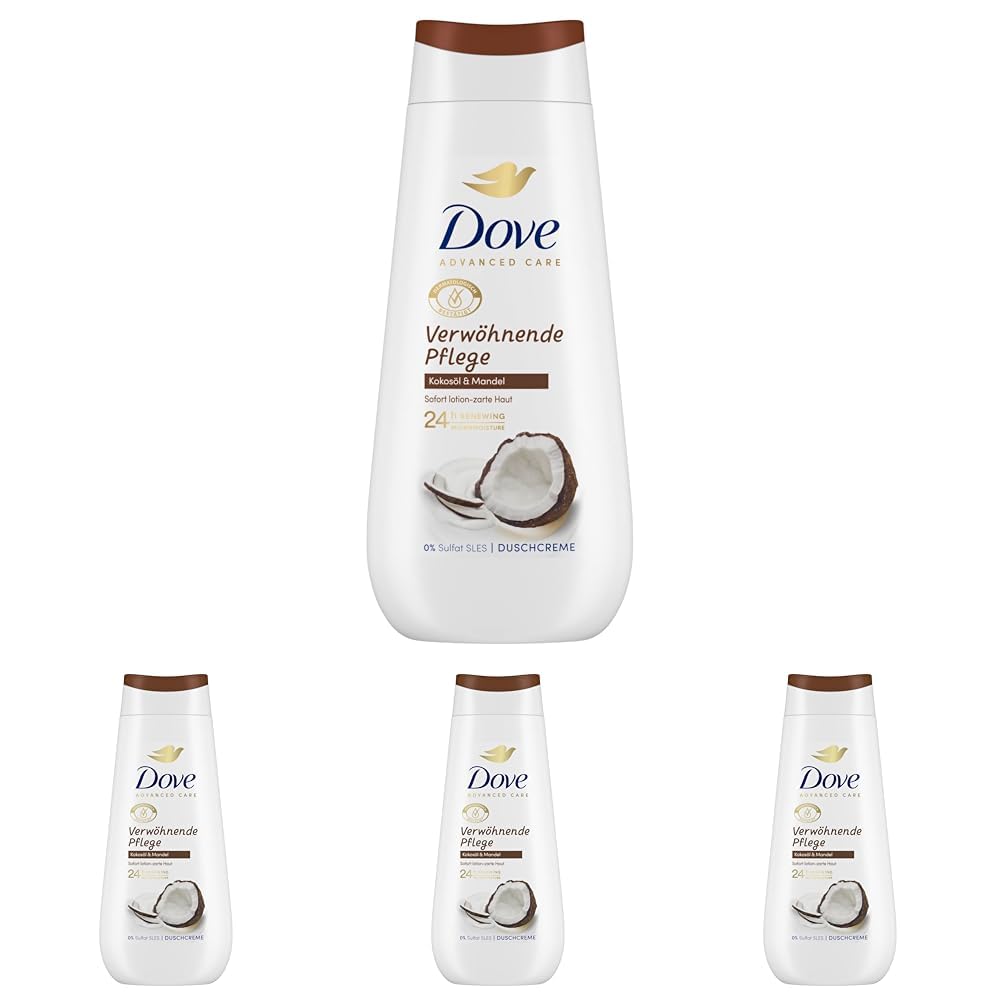 Dove Advanced Care Duschcreme Verwöhnende Pflege mit 24h Renewing MicroMoisture regeneriert trockene Haut 225 ml (Packung mit 4)