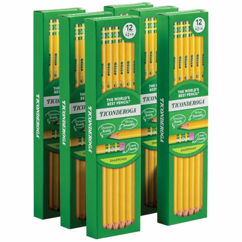 Image of Ticonderoga Wood-Cased Pencils, Pre-Sharpened, 2 HB Soft, Yellow, 72 Count