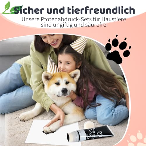 Nabance Pfotenabdruck set Hund Katze mit Schwammkopf Ungiftig 75ml Schwarz
