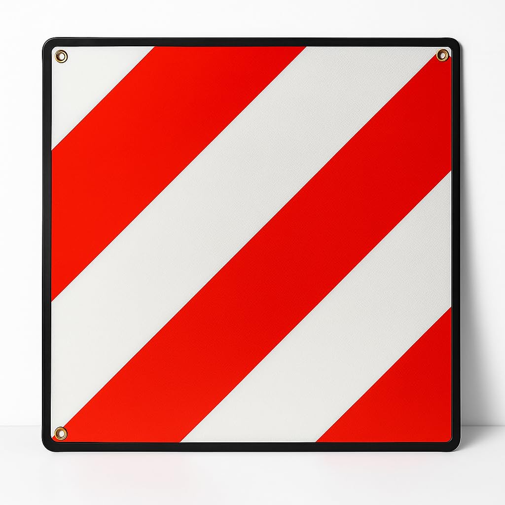 AUTOZOCO Placa V20, Señal Portabicicletas, Señalización Carga Saliente, panel trasero de señalizacion V20 vehículos, Plástico ABS Flexible, Señal V20 perforada, Tamaño 50 x 50 cm, Homologada