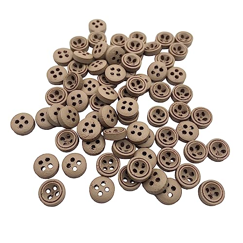 Botones de madera de 9 mm, 4 agujeros, 100 piezas, color mate, botón de repuesto para manualidades, abrigos, camisas, pantalones, pantalones cortos, cárdigans, blazers, faldas Q2210