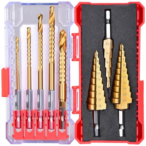Unibit Step & Side Cutting Twist 8 PCS Drill Bits Set Hex Shank
