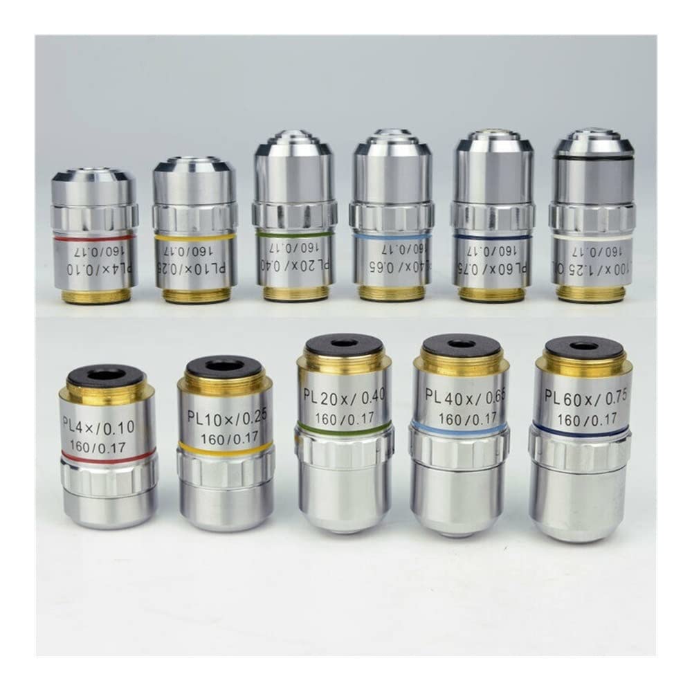 Microscope 195 Microscope Plan Achromatic Objective Lens for Biological Microscope 4X 10X 20X 40X 60X 100X(100X Oil)