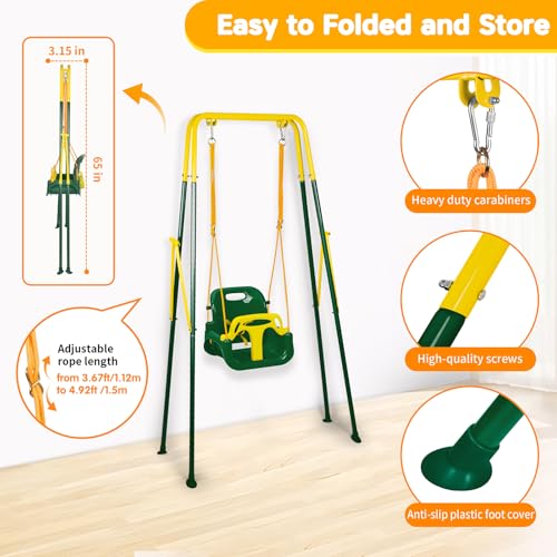 Image of 4 in 1 Toddler Swing Set & Baby Jumper, Foldable Swing Set for Backyard