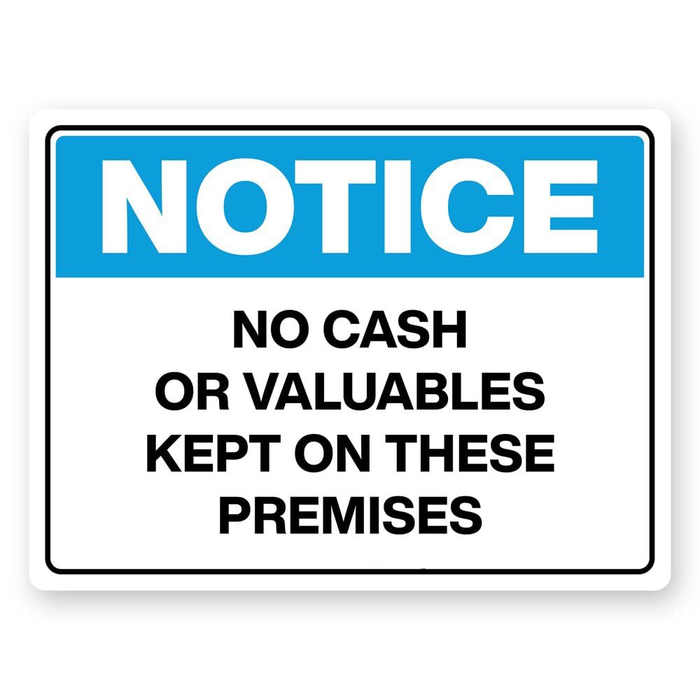 Tin sign vintage No Cash Or Valuables Kept On These Premises Plaque Poster for Bar Pub Beer Home Garage Man Cave Wall Decor 12x8 Inch