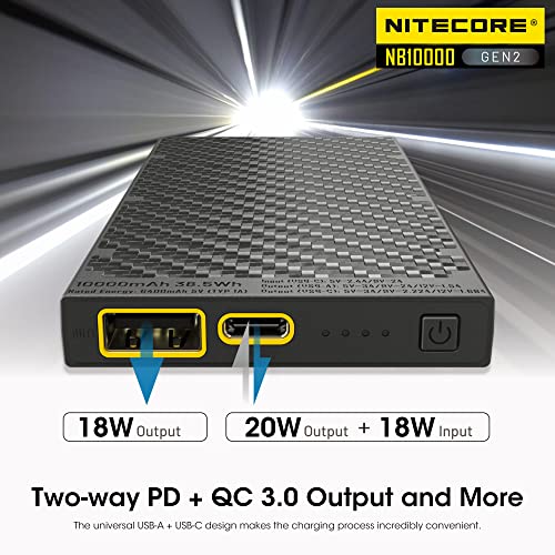 Image of Nitecore NB10000 GEN2 Portable Charger 10000mAh Fast Charging Power Bank Battery Pack Dual-Output for Cell Phone Tag
