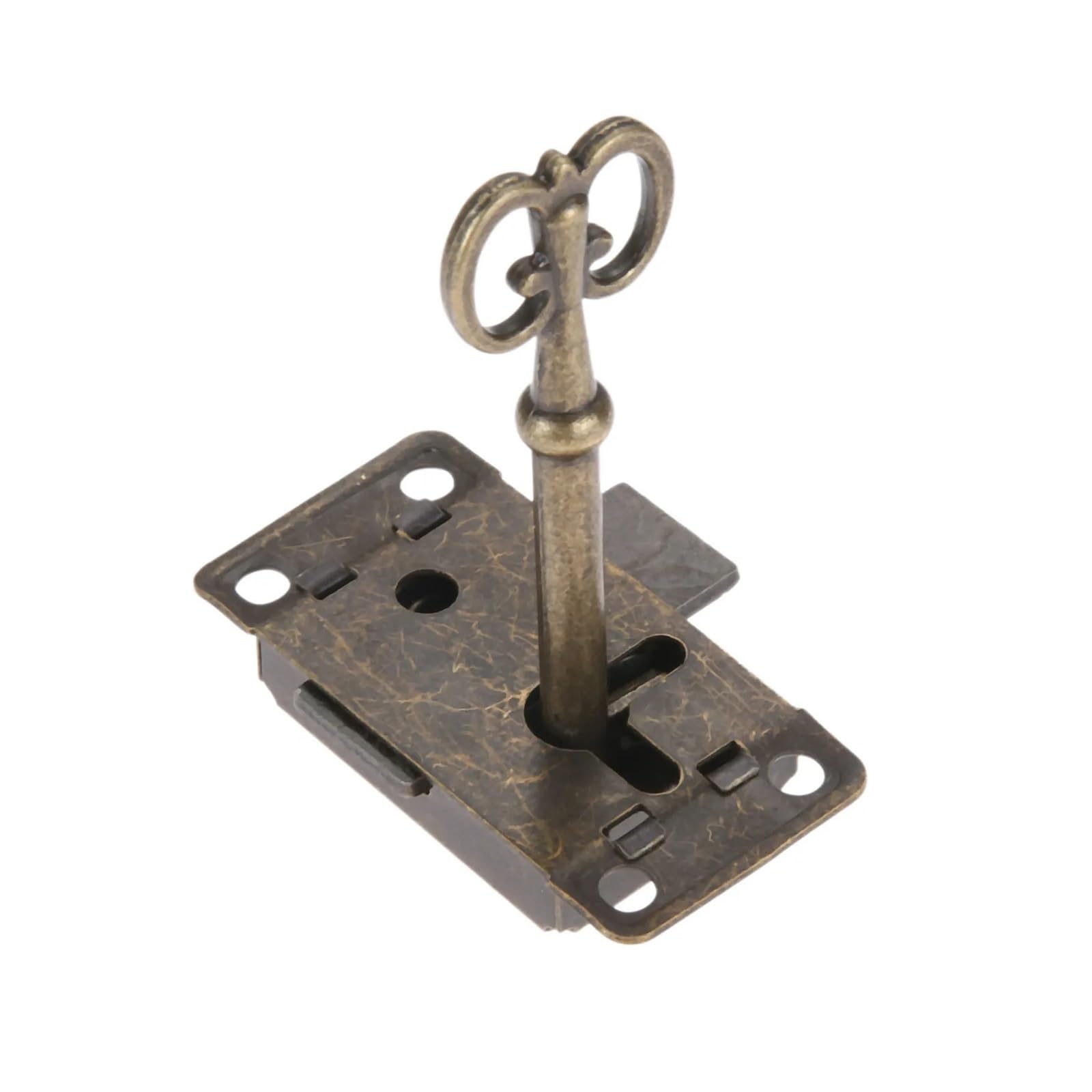 2sets Antique Iron Door Lock Drawer Jewelry Wood Box Cabinet Wardrobe Cupboard + Key Furniture Hardware Silver/Black for Cabinets(Color B)