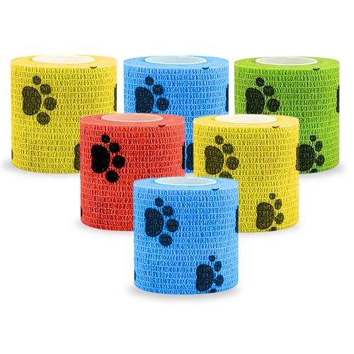 Image of Foodie Puppies 2-Inch Self-Adhesive Kinesiology Pet Bandages - (6 Rolls, Small, 1.8M Each) | Waterproof, Elastic, Breathable Wrap for Dogs, Cats, and Humans | Wound Care, First Aid, Injury Recovery