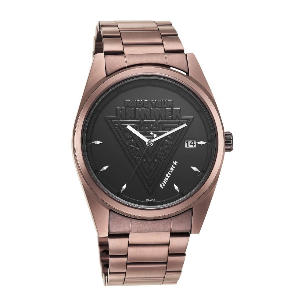 Fastrack Mens Thor Quartz Analog with Date Black Dial Metal Strap Watch for Guys-NS3285QM01 (B0B6C38KQC) Amazon Price History, Amazon Price Tracker