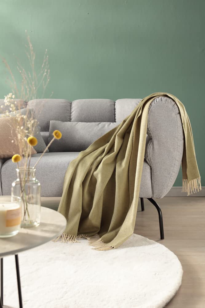 biederlack Plaid Twill Baumwollmischung olivgrün Größe 130x170 cm