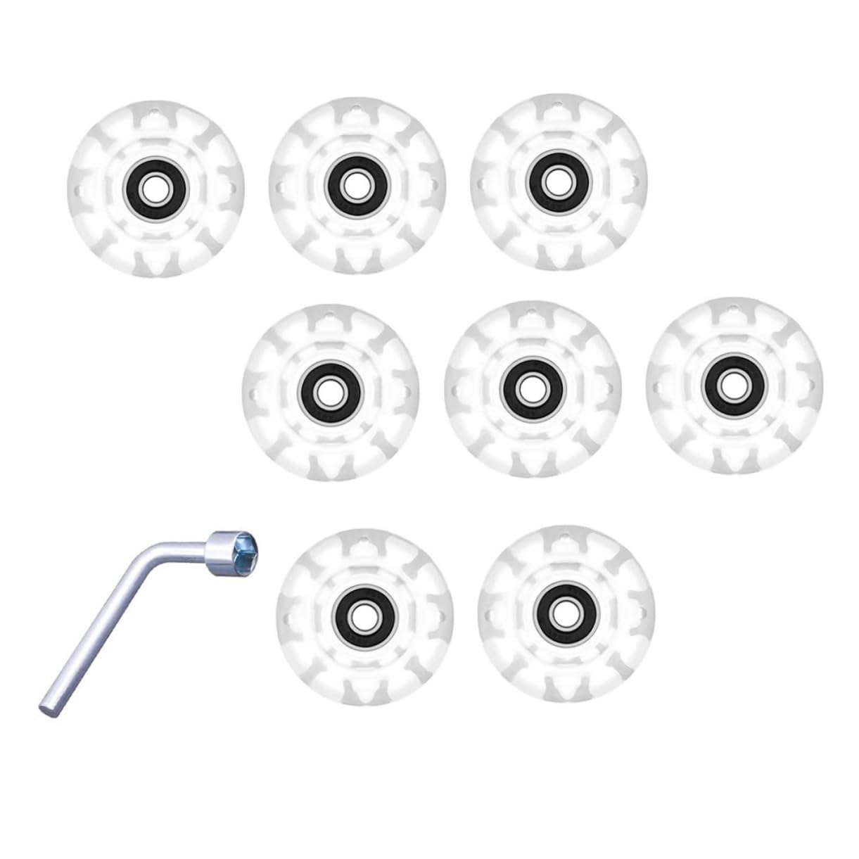 Outanaya 1Set Light Up Double Row Skate Wheels PU Replacement Wheels with Bearings Wrench for Roller Skating Enhance Comfort Performance for Adults