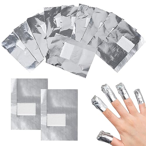 Yoezuo 100 Pcs Nail Foil Wraps, Nail Remover Foils, Gel Nail Remover Wraps, Nail Foil Aluminium Wraps Remover, Nail Foils Wraps with Pad for Gel Nails Remover