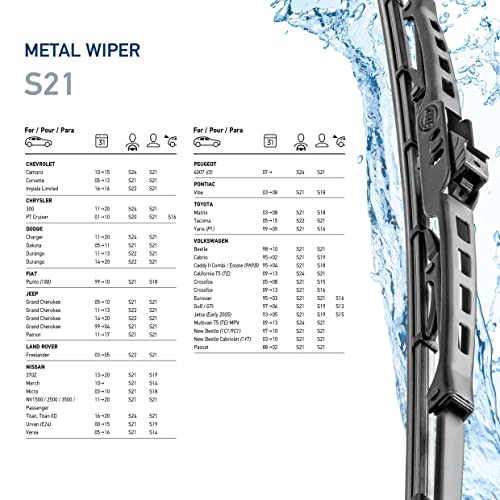 Image of Hella OE Quality 21 Inch All Seasons Streak-Free Rubber Standard Wiper Blade (Single Blade) fit select Chevrolet Chrysler Dodge Jeep Land Rover Nissan Peugeot Pontiac Toyota Volkswagen / 398114021