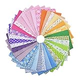 CENPEK 35 Stück Baumwoll-Patchworkstoffe 25x25cm Quadrate, Baumwollbündel-Tücher zum Nähen Quilten DIY handgefertigte Stoffe, Scrapbooking, Kunsthandwerk (35 Farben zufällig ausgewählt)