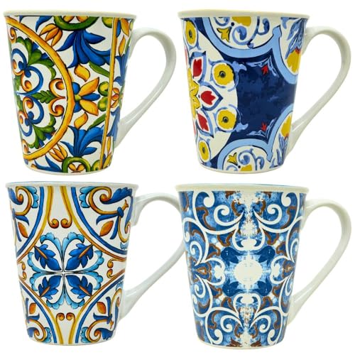 NAMAI - Set 4 Tazze Colazione, 300 ml, Adatte in Lavastoviglie e Microonde, Porcellana Resistente, Design Unico, Set Tazze Mug, Idea Regalo (MUG)