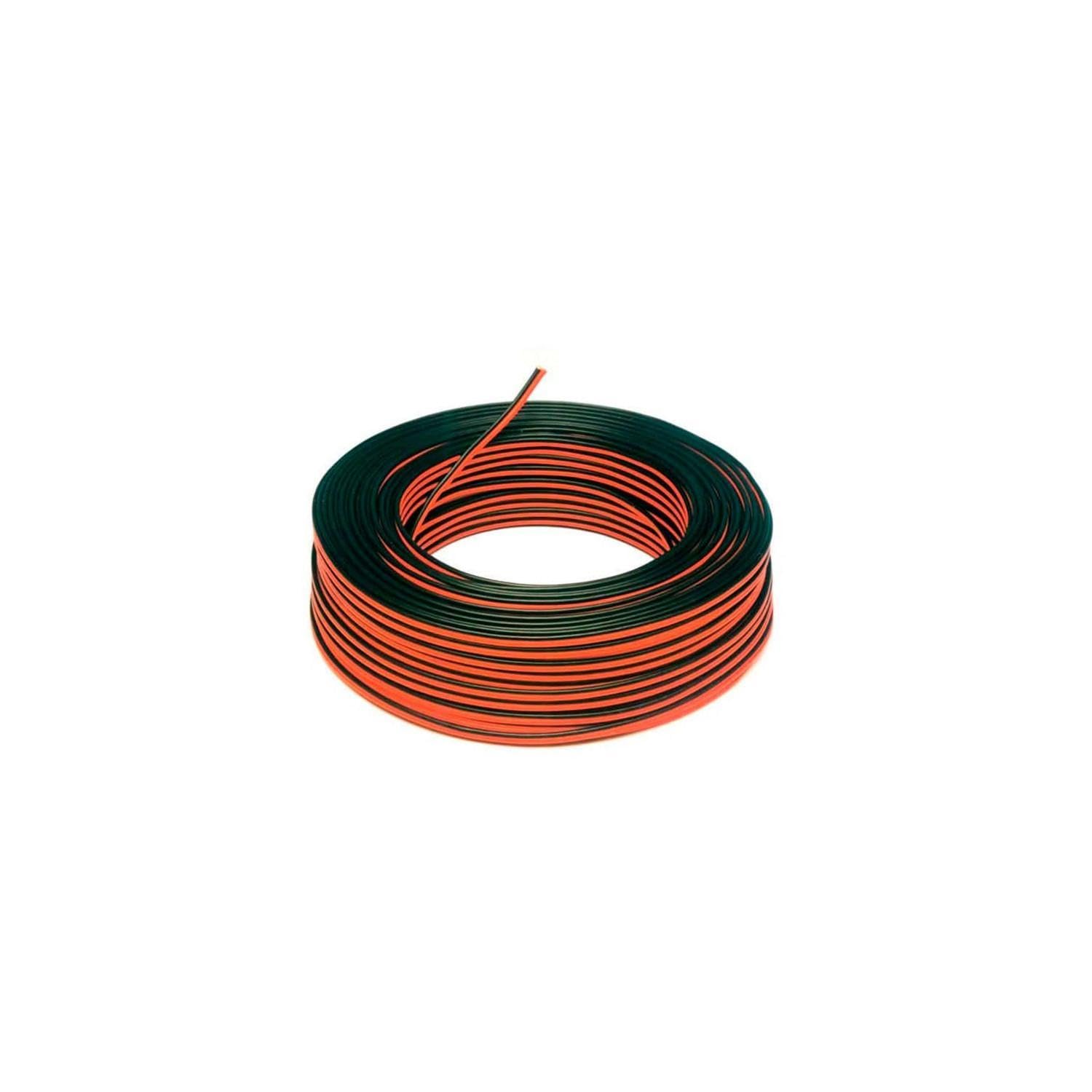 LEDKIA LIGHTING Rollo 100m Cable Eléctrico Plano Manguera 2x0.5mm² para Tiras LED Monocolor Negro