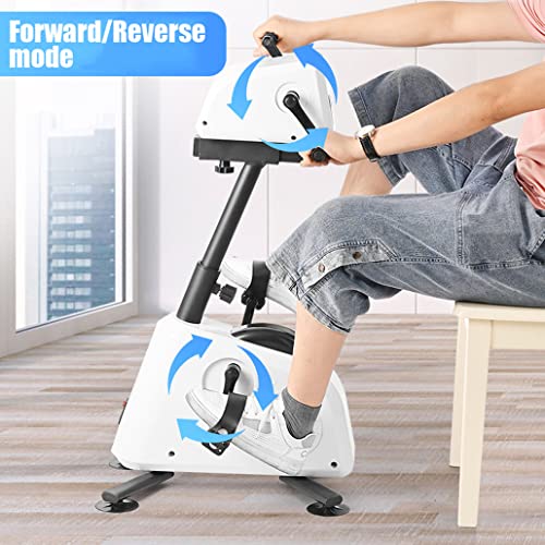 Image of Motorized Pedal Exerciser for Seniors, Adjustable Home Stationary Exercise Bike with Leg Arm Workout for Elderly Handicapped