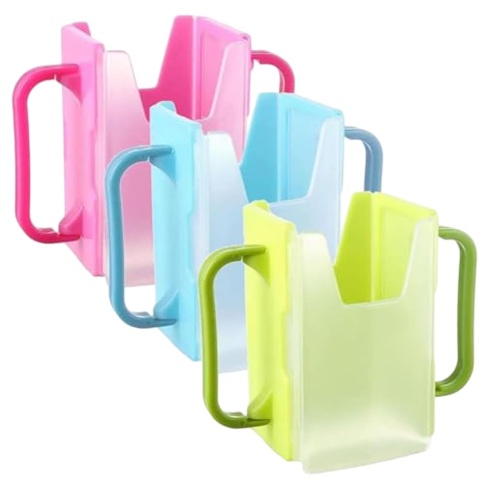 Otbushit Spill-Proof Juice Box Container for Kids, 3-Pack Portable Milk Carton Holder with Handle, Foldable Anti-Extrusion Drink Cup Holder for Toddlers On The Go