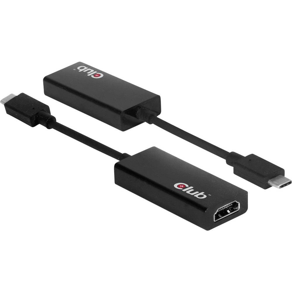 CLUB3D USB 3.1 Type C to HDMI 2.0 UHD Active Adapter - Cable Interface/Gender adapters (Male/Female, Black, Gold, 3840 x 2106 Pixels, 3840 x 2106 Pixels, Active)