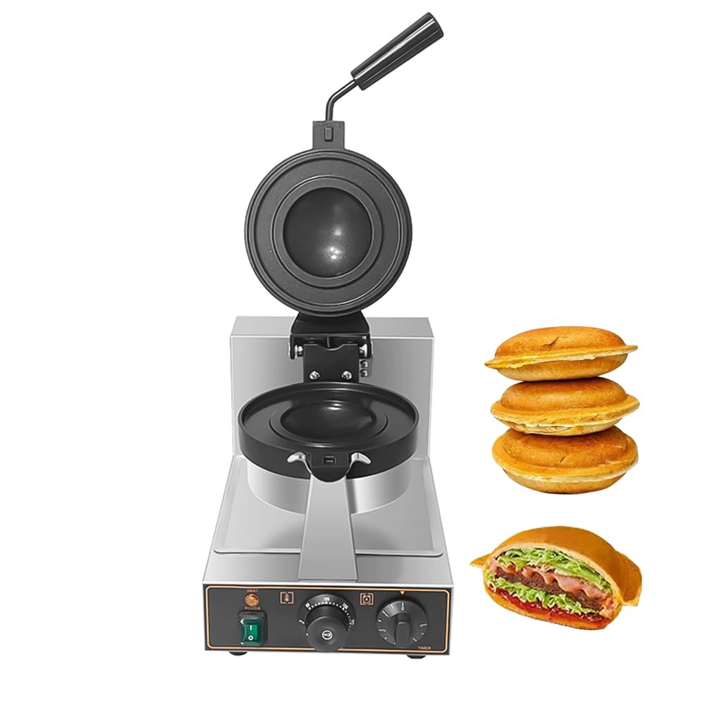 YUEWO Burger Waffle Maker Ice Cream Burger Maker Electric Burger Panini Maker Machine Sandwich Press Waffle Press Machine Commercial with Temp & Time Control