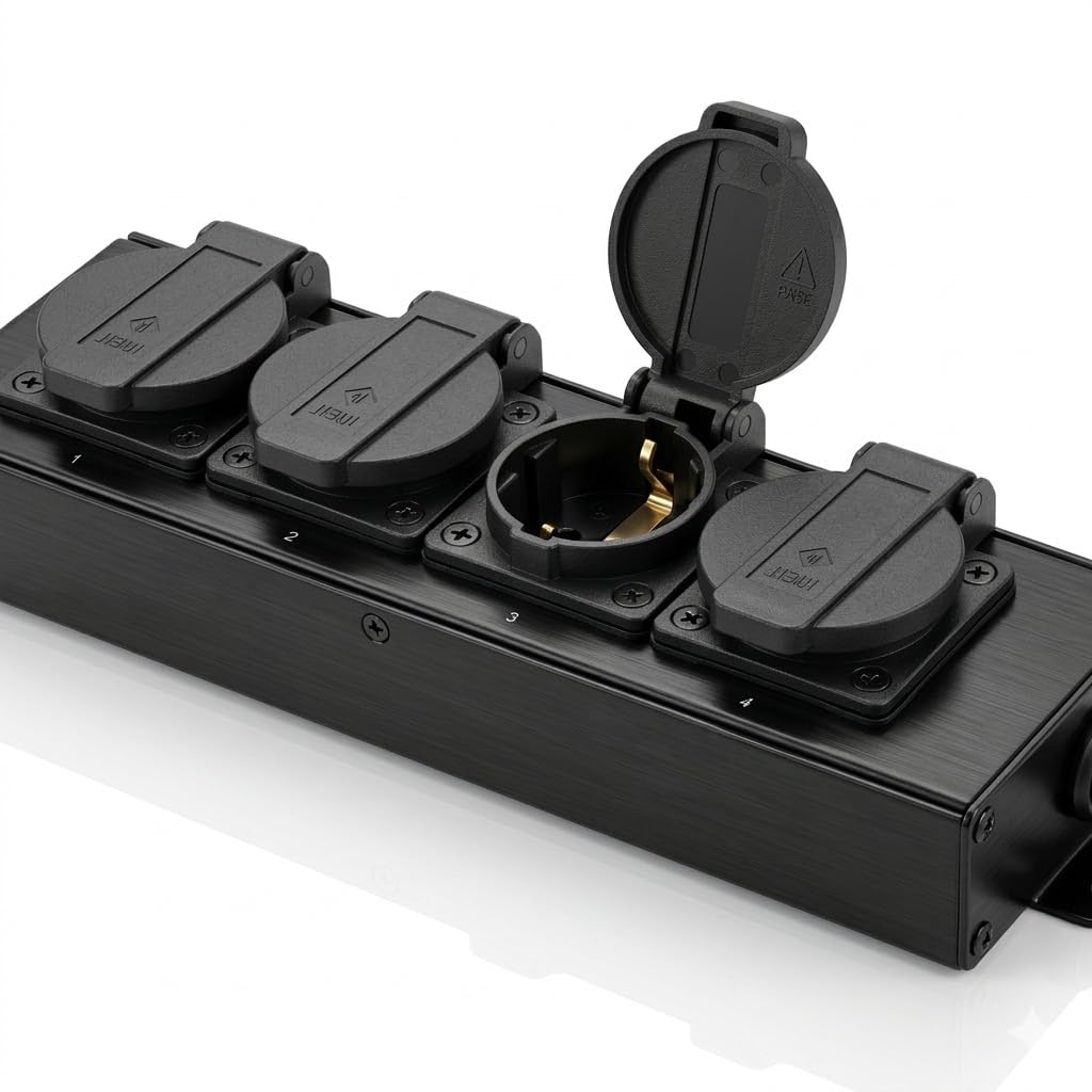 Infitronic - INPT4 – Ciabatta elettrica con 4 prese Schuko Powertwist ON/uscita per palco o rig