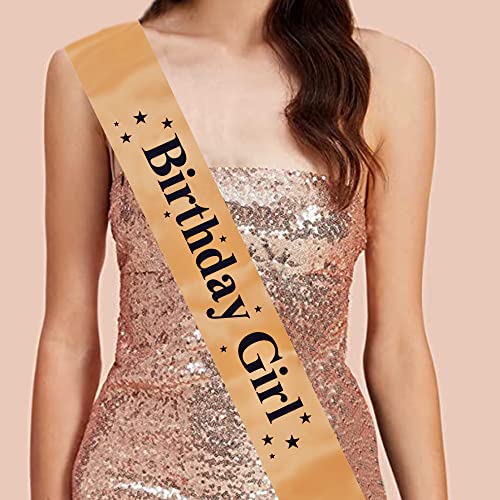 Image of DECOFY Birthday Sash & Crown Set | Princess Queen Crown Tiara Hairband for Girls & Women | Birthday Party Accessories Suitable for All Age Groups Celebration Photoshoot & Special Occasions