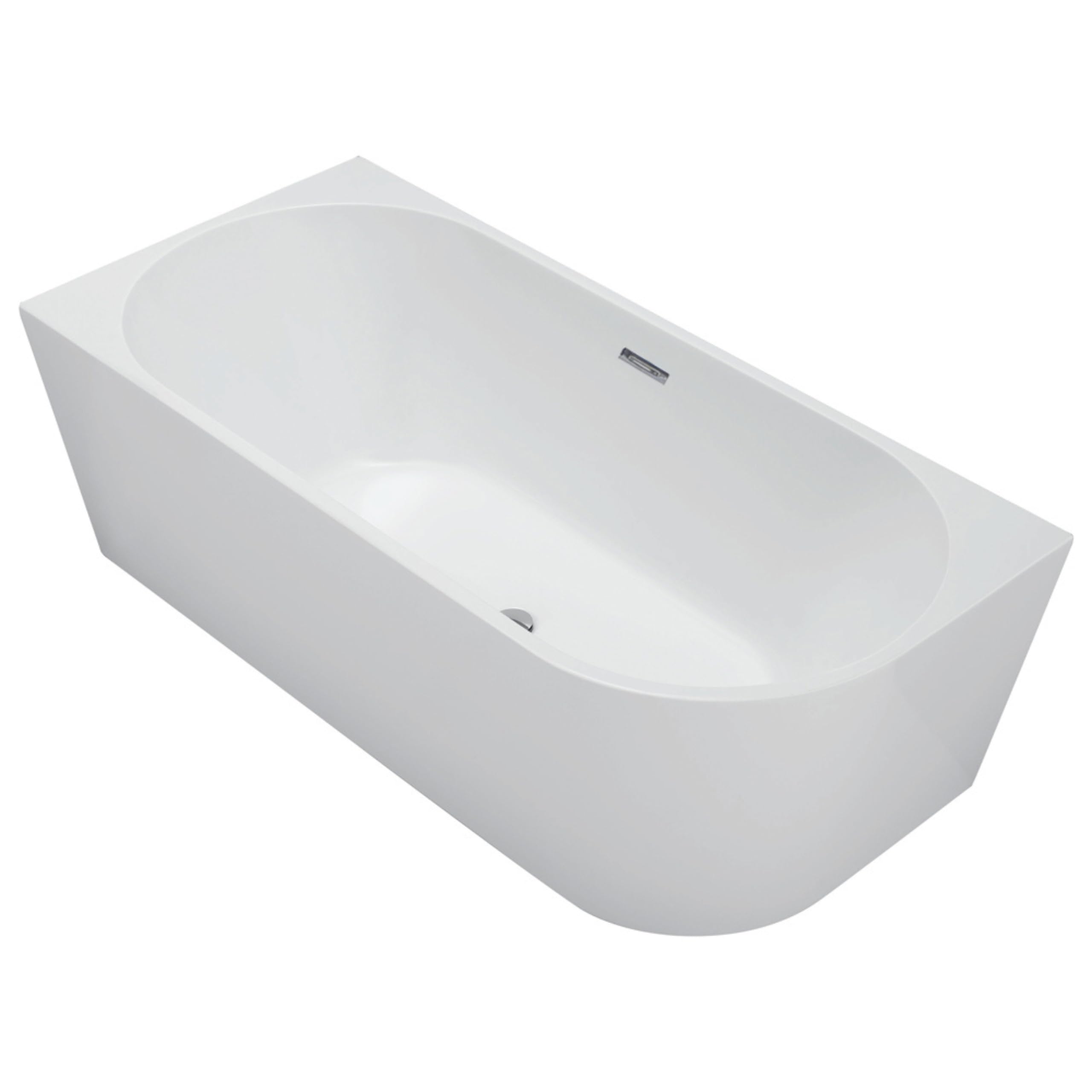 Aquauno, vasca angolare indipendente sinistra 170 x 80 cm, ovale in acrilico sanitario di alta qualità, vasca da bagno in acrilico con scarico click, troppopieno, copertura, scarico e telaio in