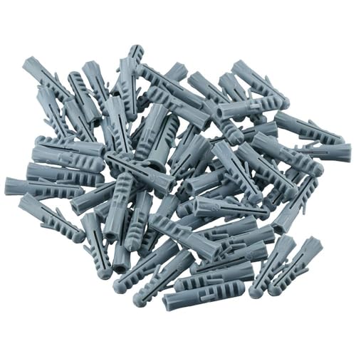 SHUATI Wall Plug 100pcs Plastic Hardware M6X30 Expansion Nylon Anchor High-Quality PE Wall Anchor Concrete, Brick