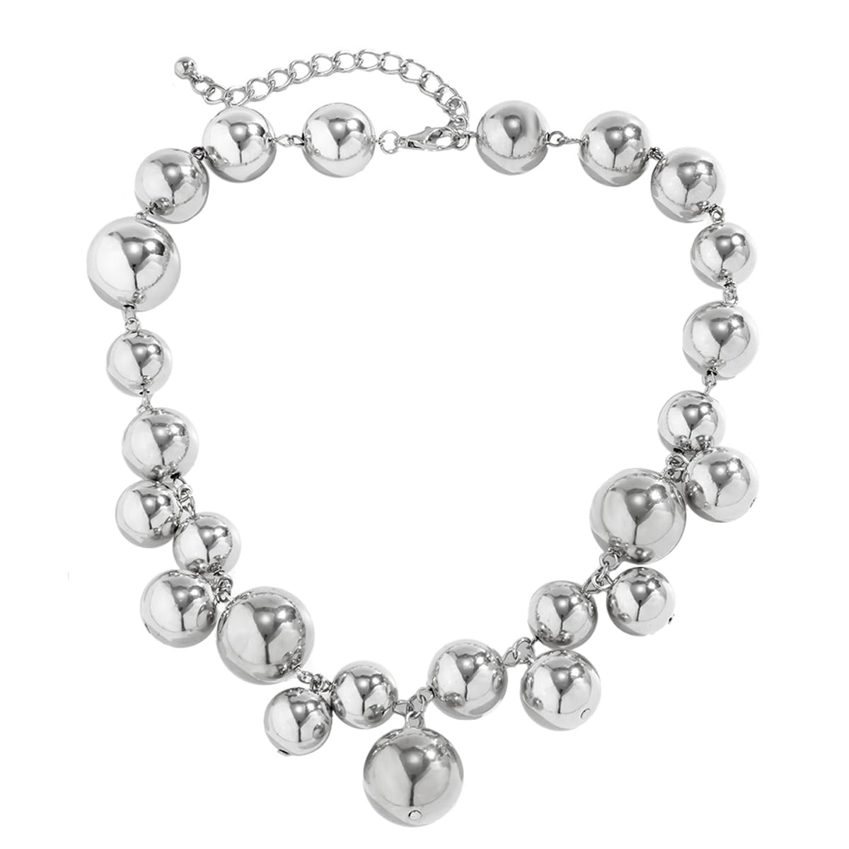 feimeng jewelryExaggerated Punk Big Ball Necklaces for Women - Creative Irregular Gold/Silver Ball & Pearl Beads Choker, Party Bar Daily Wear Accessories Gifts