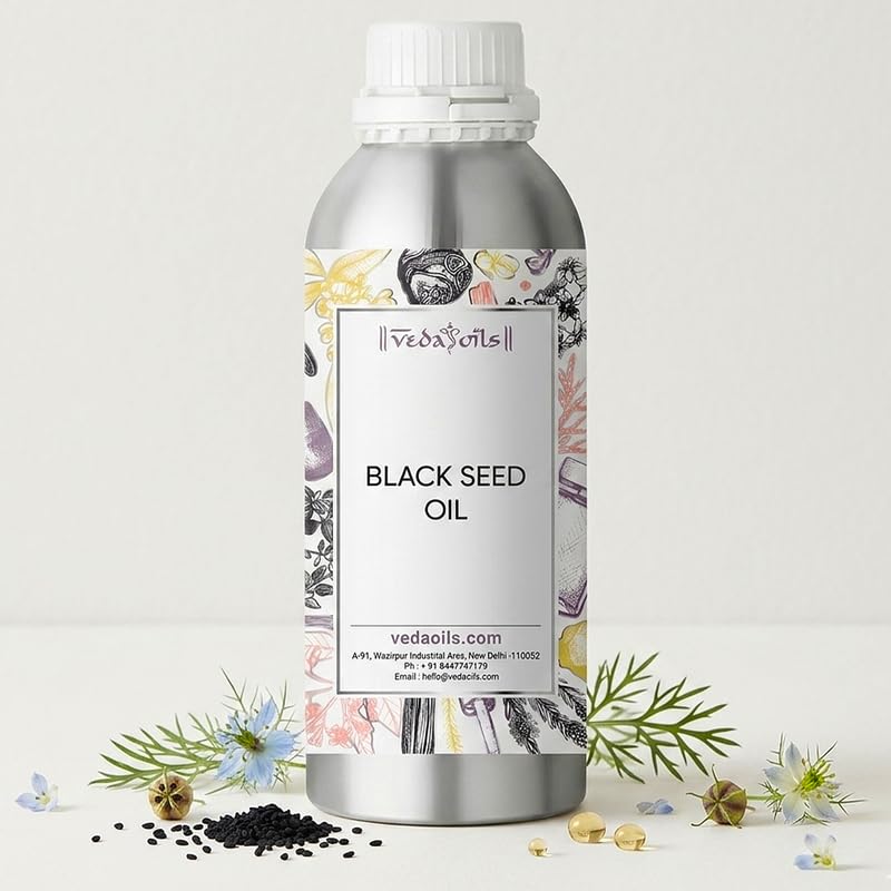 Image of VedaOils Black Seed Oil for Hair Growth & Skin Care 100ml | 100% Pure & Natural Cold-Pressed Oil | Strengthens Roots, Controls Hair Fall & Nourishes Scalp | Suitable for All Hair & Skin Types