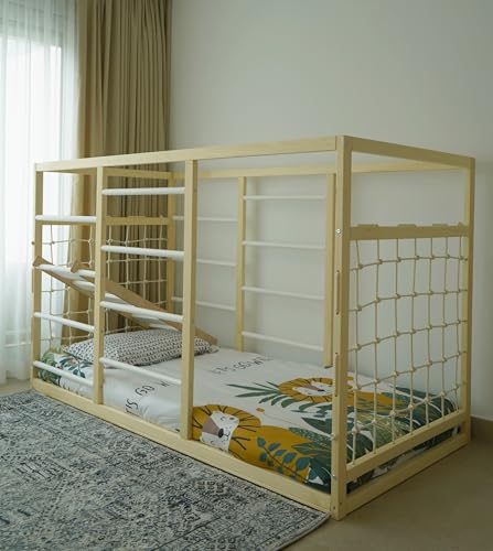 HOMEforDREAMS Kletterbett für Kinder ab 4 Jahren: 2-in-1 Bett und Kletterbereich in Halbweiß (Step Board, 160x70cm)