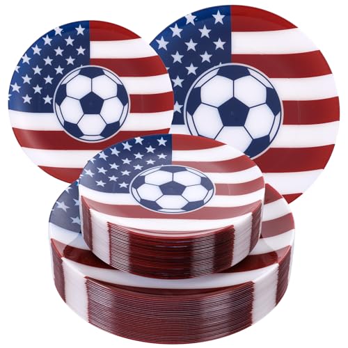 ejonirinjonir 60pcs Heavy Duty Soccer Plates for Soccer Party Decorations