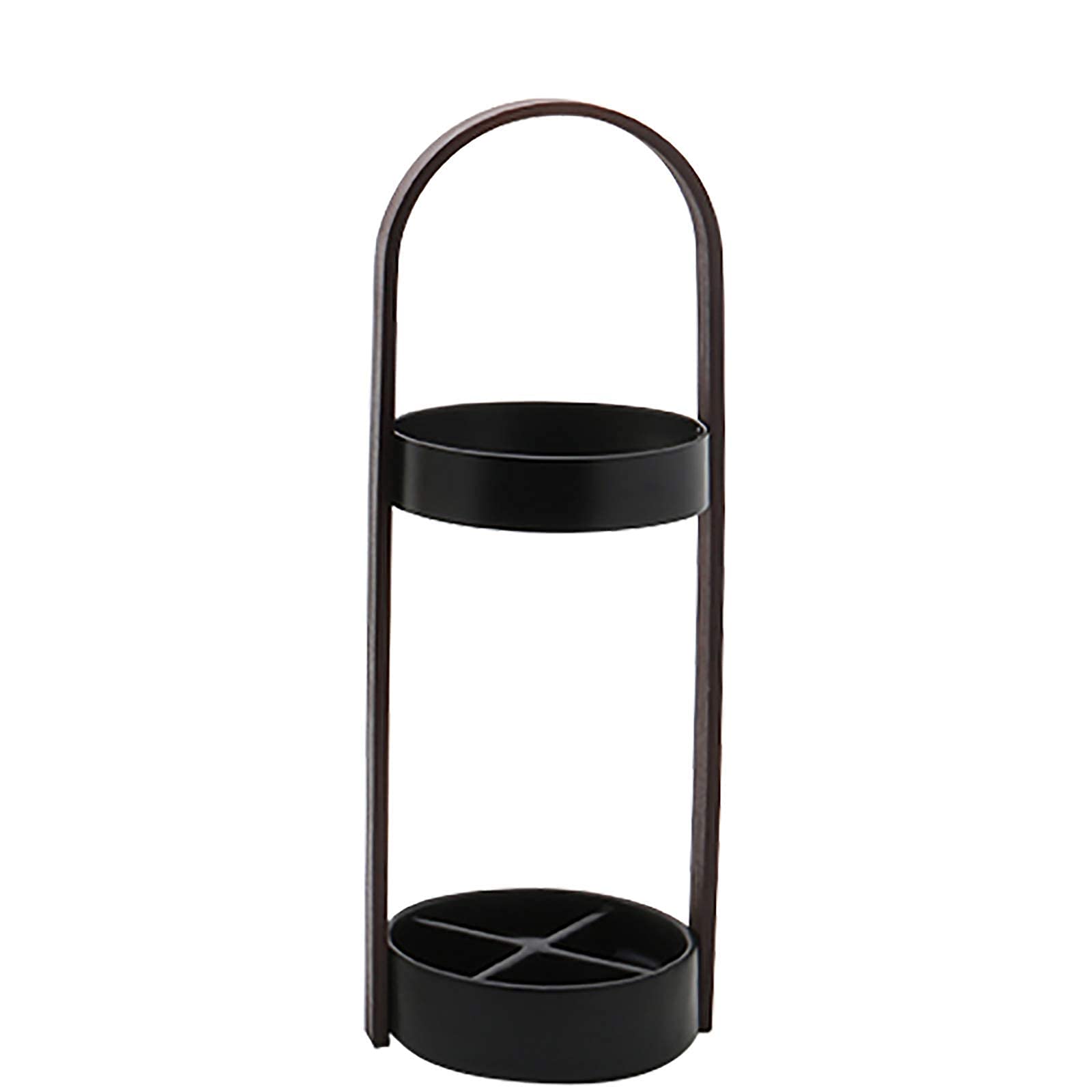 Porte-parapluie cylindrique anti-goutte en bois et fer forgé pour l'entrée