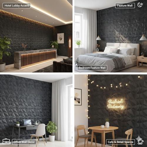 Image of Kayra Decor PVC Wall Panel - PVC Diamond Design, Grey Pine Wood Color 19.7 inch X 19.7 inch (Pack of 18) - Covers 48.51 Sq. Ft.