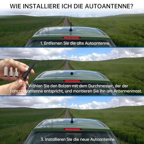 Yvyan Autoantenne 6.5CM, Autoradio Dachantenne,Auto Antenne, FM DAB Dachantenne Auto, Autoantenne Kurz Universal, Mit 3 Schrauben (M4, M5, M6), für den FM/AM Radioempfang