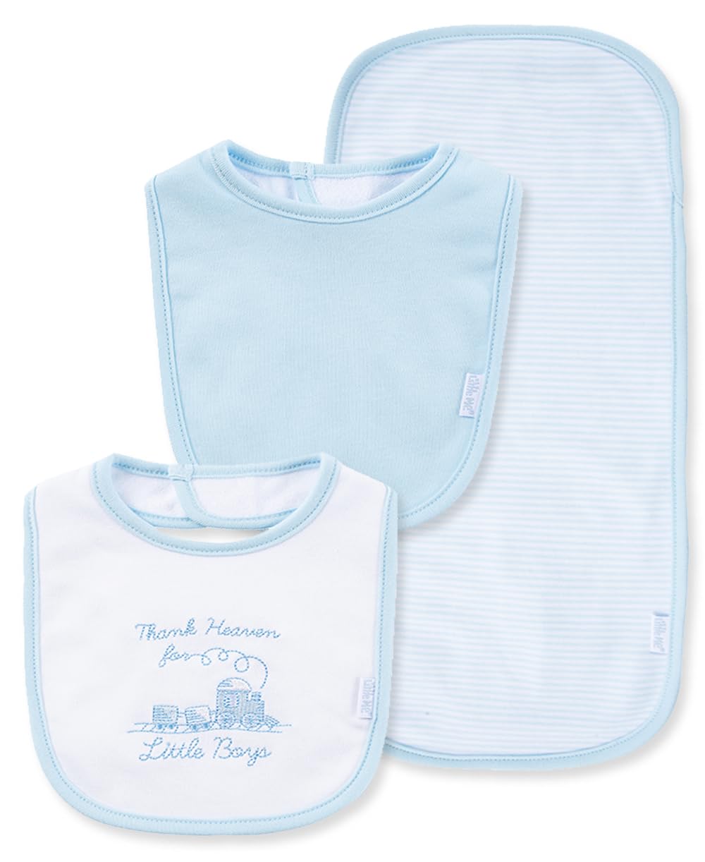 Ropa Little Me para bebés, niños y niñas, conjuntos de 3 piezas de babero y eructo, 2 baberos y 1 paño para eructar, artículos esenciales de alimentación de algodón suave con cierres de velcro, absorbentes, lavables a máquina