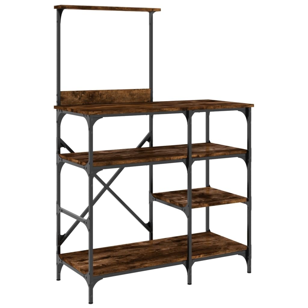 Generisch Bäckerregal Räuchereiche 90x40x132 cm Holzwerkstoff und Metall,Heim Garten,Küche Esszimmer,Küchenhelfer -utensilien,Küchenorganizer,Küchenutensilienhalter -ablagen-845418