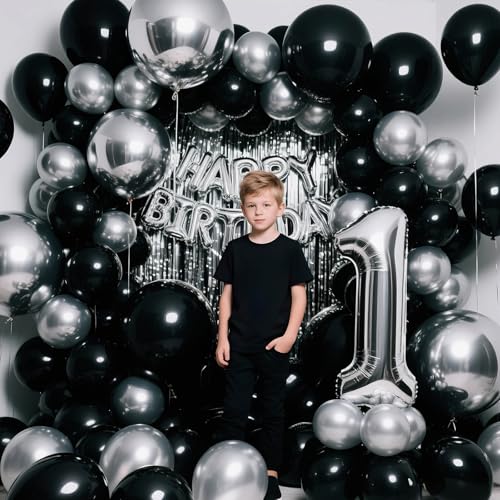 Image of 110pcs Black Balloon 12 inch, Black Latex Balloons for Birthday Party Baby Shower Wedding(with 2 Ribbons). (Pack of 3)