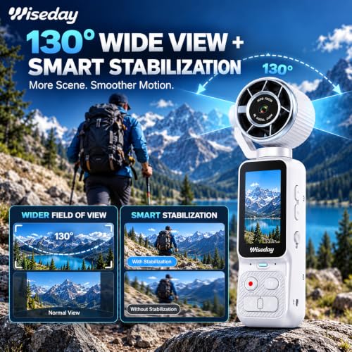 2-in-1 Handheld Pocket Camera & Cooling Fan,180° Rotating Lens Vlogging Cam - image 2